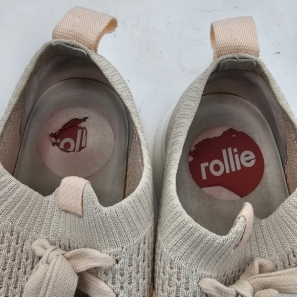 Rollie Bone & Blush Bolt Overlay Lace UpRound Toe Breathable Sneaker Size 9 - Picture 7 of 10